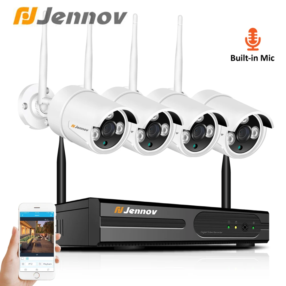 

Jennov 1080P 4CH Video Surveillance IP Camera WIFI 2MP Security Camera System Wireless With Recording CCTV Kit NVR Set P2P HDMI