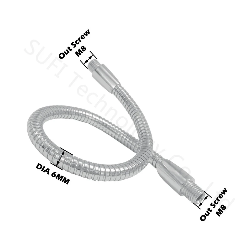 2 шт. Диаметр 6 мм светодиодный гибкий кронштейн держатель M8+ M8 100 200 300 мм серебристого цвета шланг Универсальный серпантинная трубка для светодиодный настольная лампа