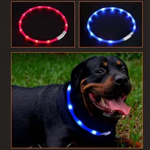 Водонепроницаемый перезаряжаемый USB светодиодный ошейник для собак, светящийся в темноте, аксессуары для собак, светодиодный ошейник для маленьких собак