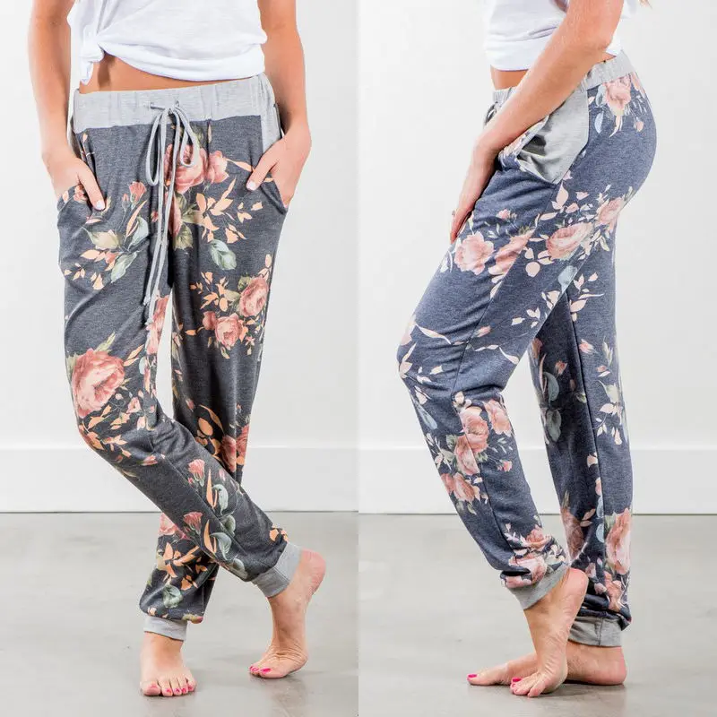 

Womens Casual Floral Print Drawstring Casual Jogger Dance Harem Pant Baggy Slacks Trousers Sweatpants Loose Long Pants