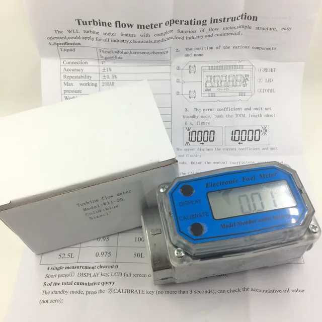 Digital Turbine Flow Meter Flowmeter Gauge Caudalimetro Electronic Flow