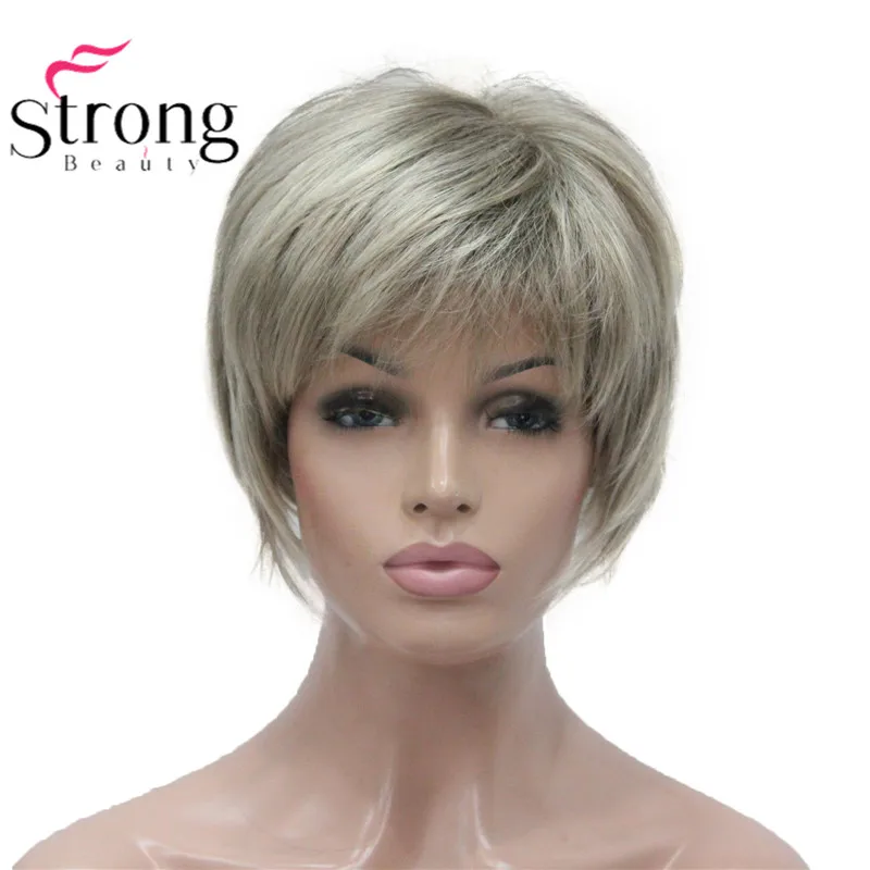 E-3621 #230T Hivision Wig Fashion Classic Cap Ash Grey mix Brown Short Wavy Synthetic Lady's (3)