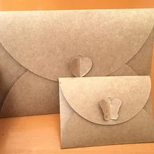 Buckle Kraft Paper Envelopes Simple Love Retro Buckle DIY Butterfly And Love Heart Decorative Envelope Big