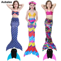 Новый купальник «хвост русалки» для девочек, костюм принцессы для костюмированной вечеринки, детский купальник-бикини «хвост русалки»