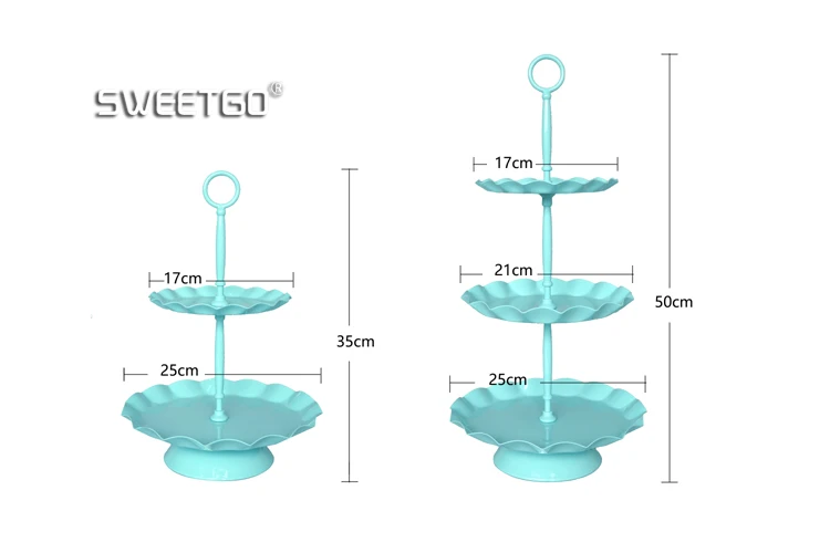 Синий два/три уровня подставки для пирога лоток для выпечки держатель для кексов Свадебные украшения витрина десертная Фруктовая тарелка товары для дня рождения