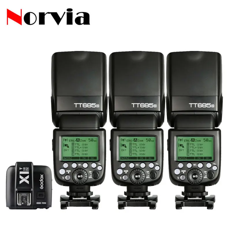 3x Godox TT685N 2.4G i TTL GN60 X1T N Transmitter Speedlite Camera