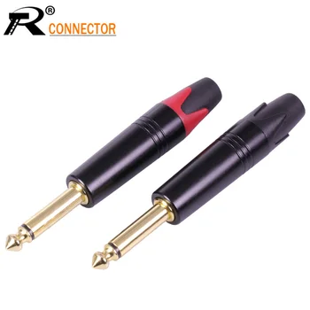 

100pcs 6.35mm Jack Microphone plug 6.35mm Mono Male plug Assembly wire Connector Smoothly plating Audio speaker adapter