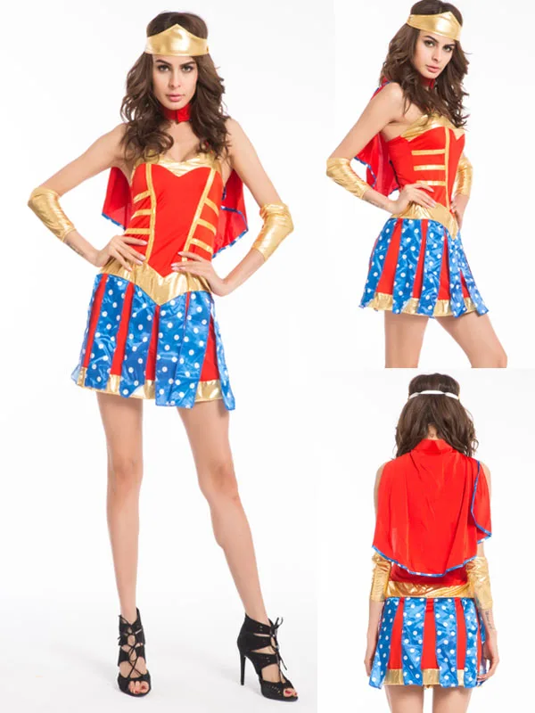 free pp New Classic Woderwoman Superwoman Trapeze Halloween Cosplay Costumes Carnival Outfit For Adult Women Dress Up |