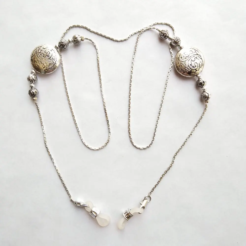 

antique silver beaded chains vintage eyeglass holder sunglass retainer