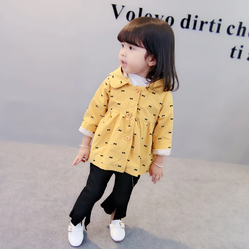 Baby girl Trench Coat In spring and autumn Small bowknot Pure color Outerwear for most fashionable Kids Children (7)
