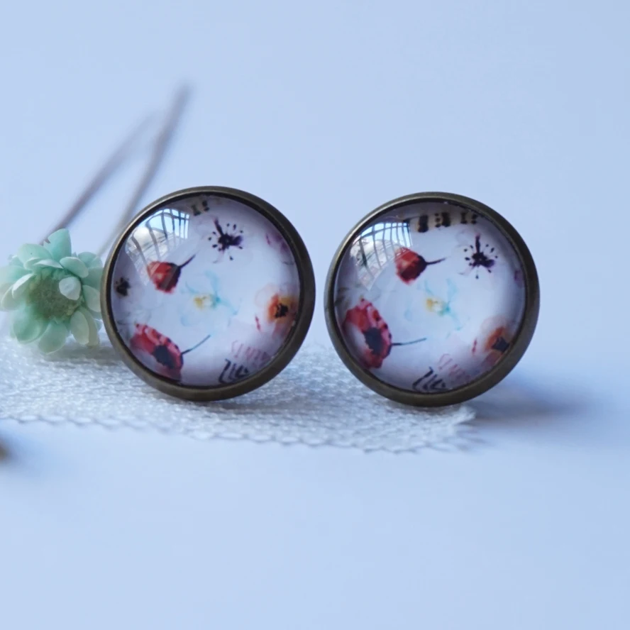 cute earring woman lady Fashion glass Earing handmade earring retro