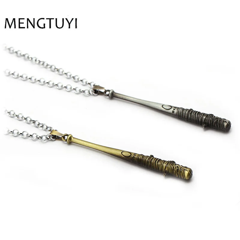 

J Store Walking Dead necklace Negan Lucille Mini Baseball Bat shape pendant bronze silver Men Women hiphop style souvenir