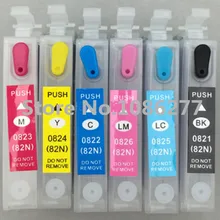 6 шт. Refillablefor T0821N T0821 картридж с чипом для Epson STYLUS R270/R390/RX590/TX700W/TX800W/T50/TX720/TX700/TX800/TX710W