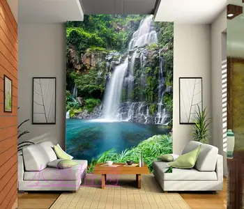 

Wholesale 3d Wall Mural Wallpaper for Living Room Entranceway Sofa Background waterfall 3D Murals Landscape 3D Wall Photo Murals