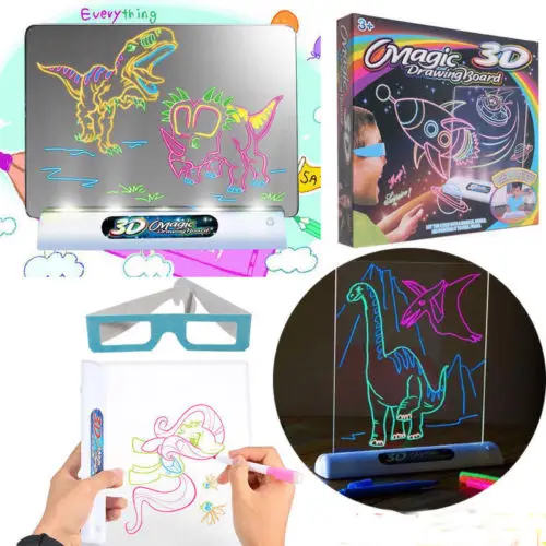 

3D Effect Creative Magic Drawing Board Kid Toys Boys Girls Painting Pen 3D Glass Whiteboard