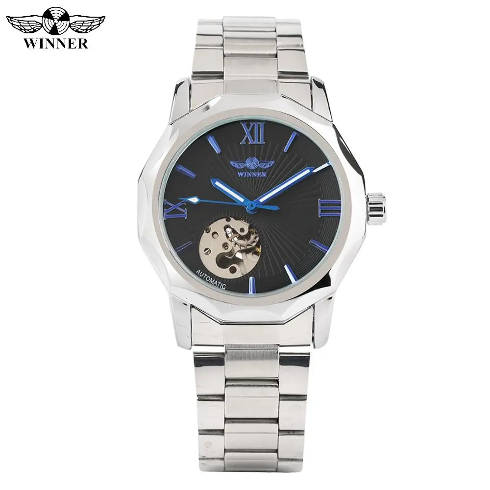 

Business Black Dial Automatic Mechanical for Man Skeleton Mechanical Watch for Teenagers Stainless Steel Strap Watches for Male