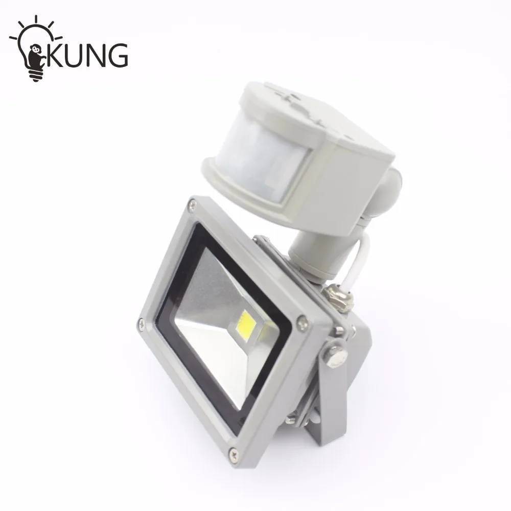 Кунг 12В 10 Вт Вход ПИР светодиодный прожектор светильник для солнечной системы гараж для безопасности с движения Сенсор время Lux