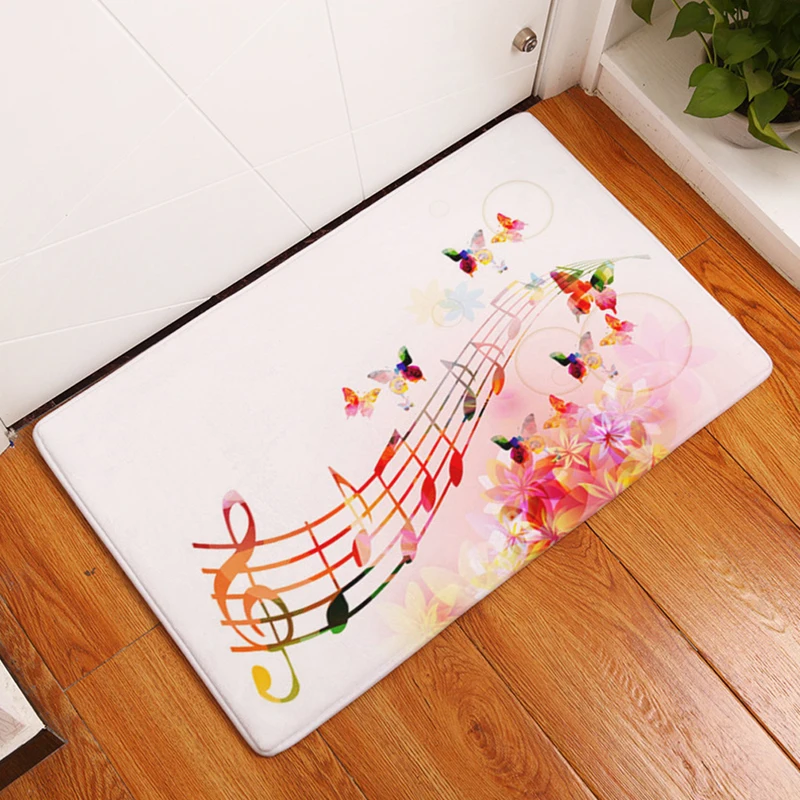 HomeMiYN Fashion Bath Mat Printed Bathroom Pads Digital Foot Mats Non Slip Soft Door Home Use Colorful Flower Musical Symbol | Дом и сад