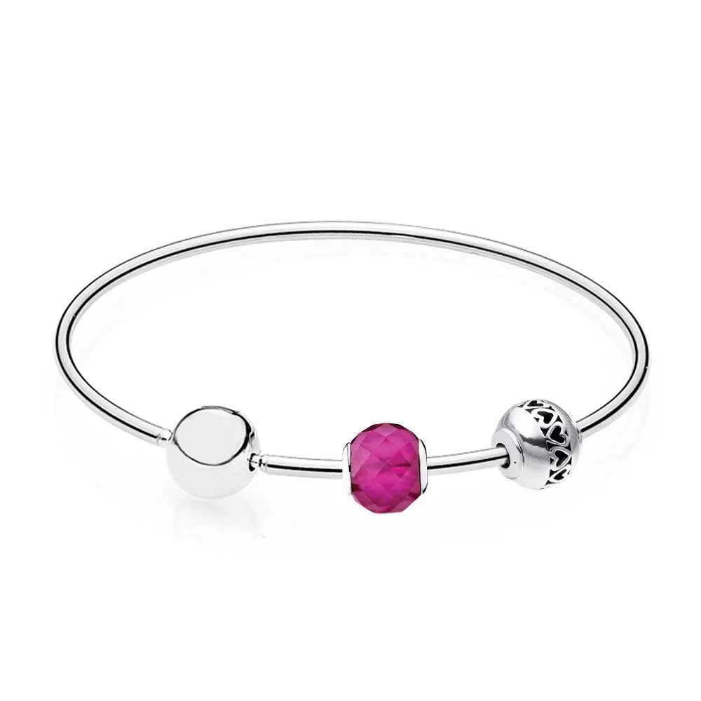 

100% 925 Sterling Silver E Happiness Bracelet Gift Set Fit DIY Original Charm Bracelets Women Jewelry A set of prices
