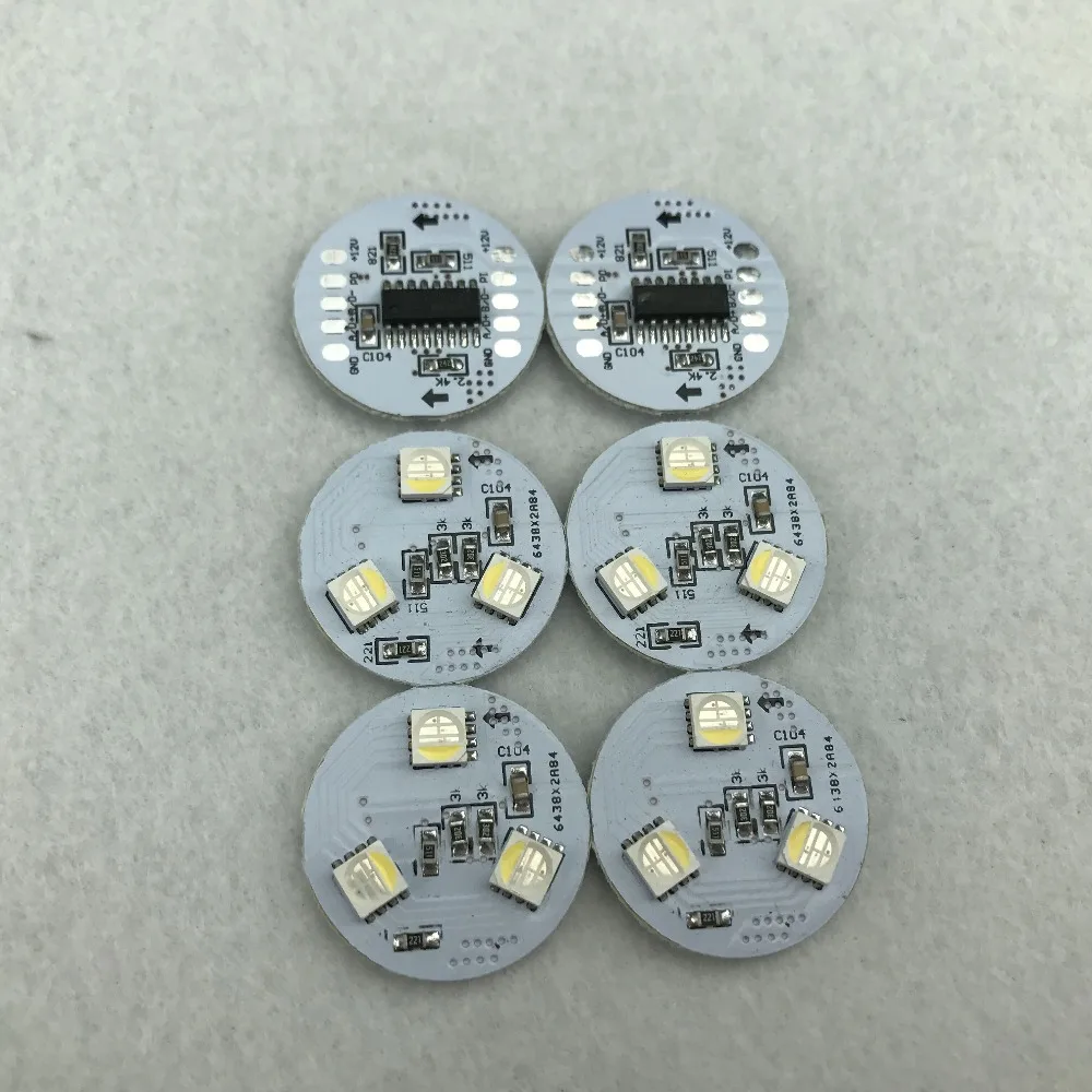 DC12V RGBW DMX512(UCS512 чип); 5050 SMD адресуемых пикселей PCBA, 3 шт. 5050 SMD светодиодный; 0,72 Вт; 26 мм Диаметр круглого типа