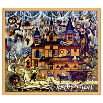 

Full Round Drill Diamond Embroidery Picture of Rhinestones Crystal Cross Stitch Halloween Castle Diamond Mosaic Pattern Crafts