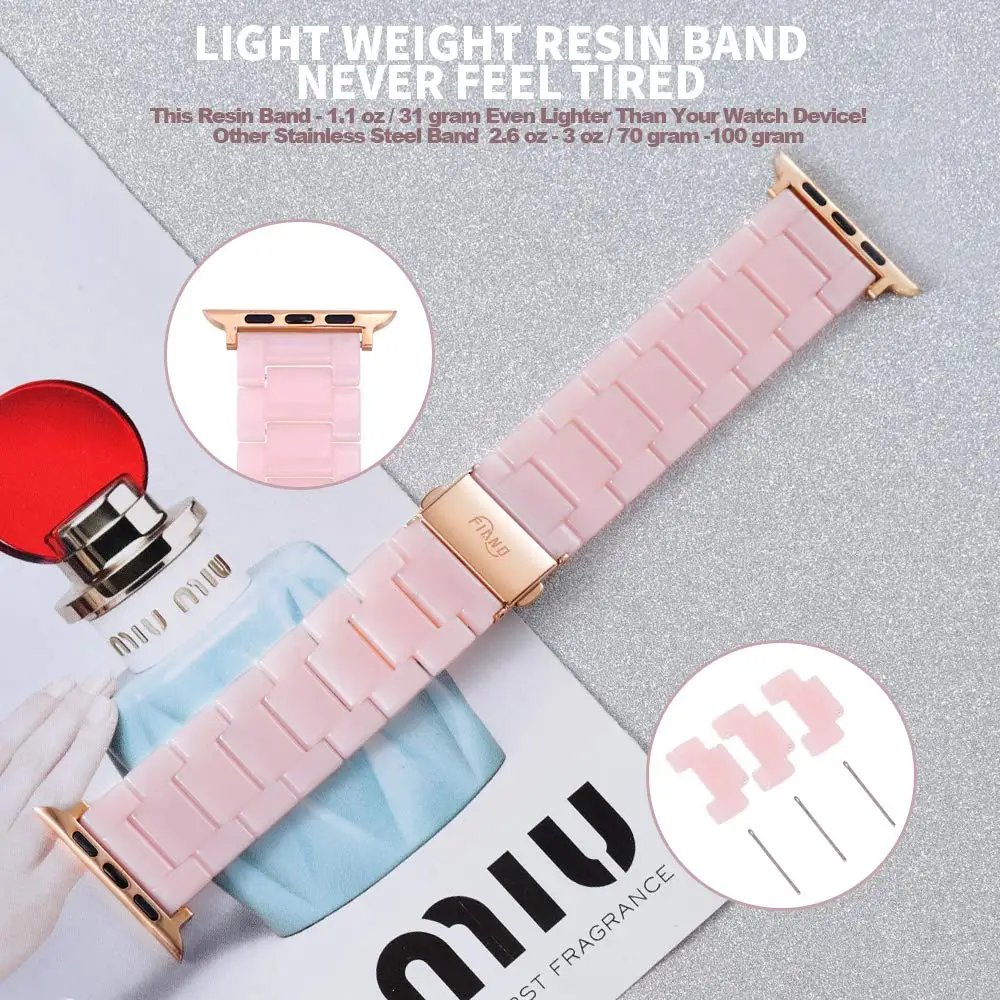 

Resin Watcband Strap for Apple Watch 4 44/40/38/42mm Bracelet for iwatch Band Series 4 3 2 1 Ceramic Clock Belt Accessoreis