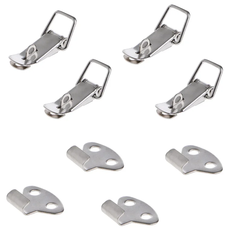 4 Pcs Hardware Cabinet Boxes Spring Loaded Latch Catch Toggle Hasp Iron ...