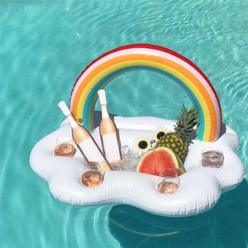 

Inflatable Drink Holder, Rainbow Beverage Floats Cup Coasters for Swimming Pool Party and Water Fun Summer Outdoor,Colorful