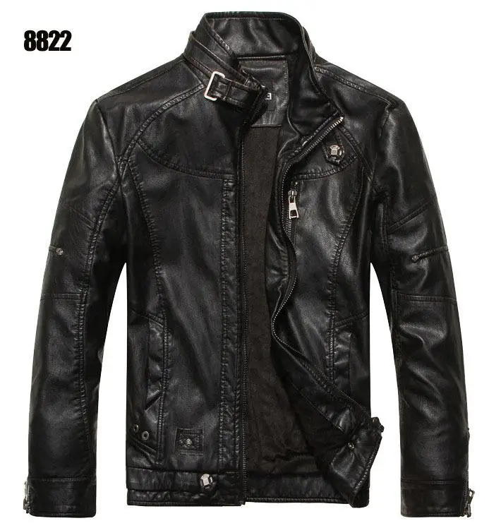 Новое поступление, брендовая мотоциклетная кожаная куртка для мужчин Jaqueta De Couro Masculina, мужские кожаные куртки, пальто - Цвет: Черный
