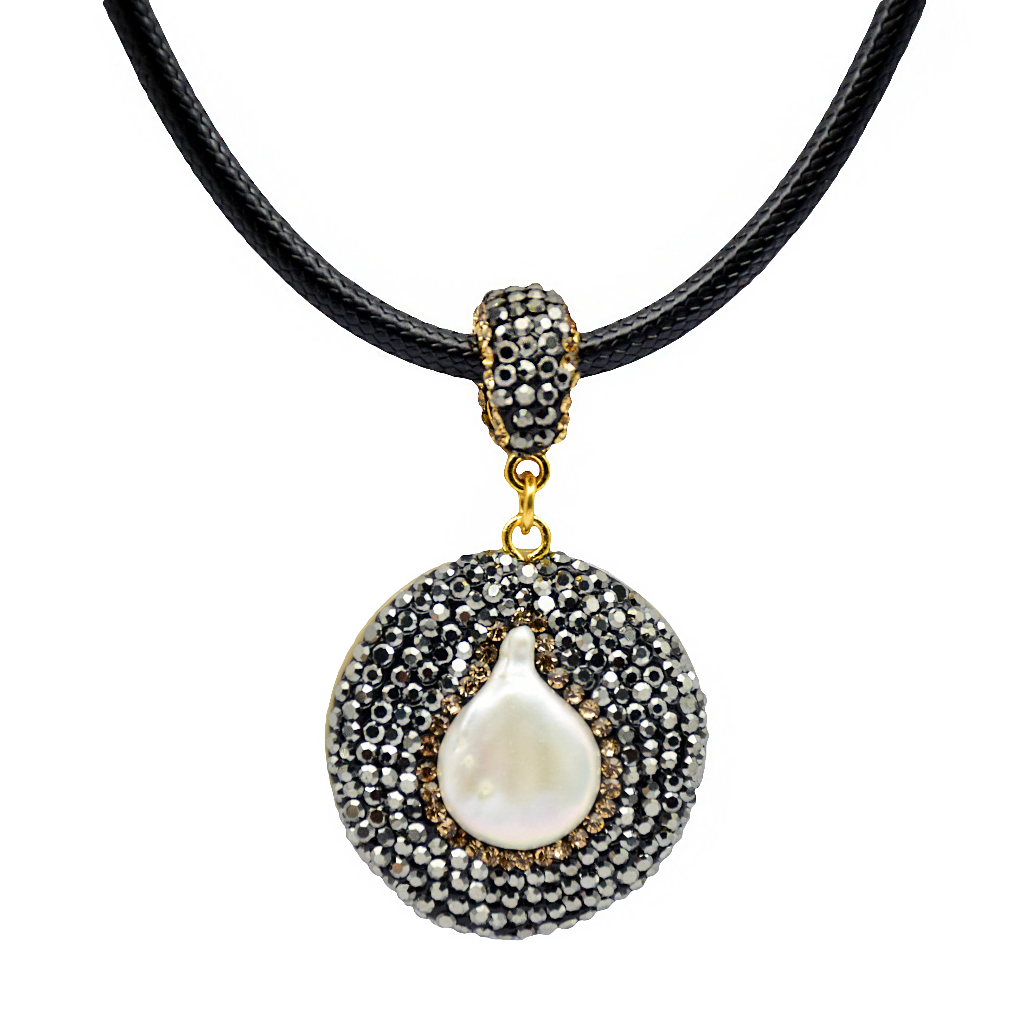 

A Set Round pendants shell necklace women diy leather rope men necklace boho fashion jewelry making