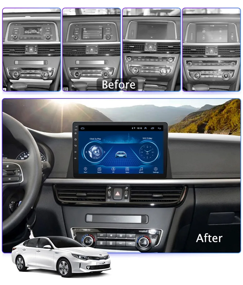 Top 10" Super Slim Touch Screen Android 8.1 radio GPS Navigation for Kia optima k5 2015 headunit tablets Stereo Multimedia Bluetooth 1