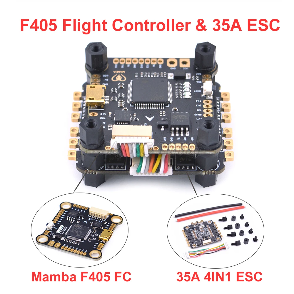 

Mamba F405 Flight Controller & REV35 35A BLheli_S 2-6S 4 In 1 ESC Built-in Current Sensor For RC Racer Racing FPV Drone Models