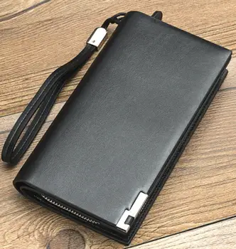 

High quality multi-color youth men's wallet long zipper clutch bag multi-card position large capacity simple men's hand bag
