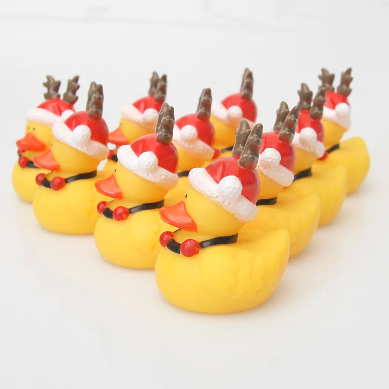 10 шт. игрушки для ванной животные плавающие водные игрушки мини Рождество желтый мягкий плавающий резиновый утенок сжимающий звук Забавный подарок для маленьких детей