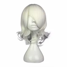 Mcoser 38 см короткие вьющиеся синтетический белый Косплэй костюм парик Высокая Температура Волокно волос wig-571e