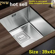 Стандартная труба кухня ручная раковина одинарная мойка 304 пищевой нержавеющей стали Мини Горячая 39x43 см