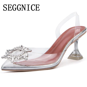 

2019 Summer Women Transparent High Heel Sandals Sexy Fashion 3~9CM Women's Shoes Crystal Party Ladies Thin Heels Sandals Shoes