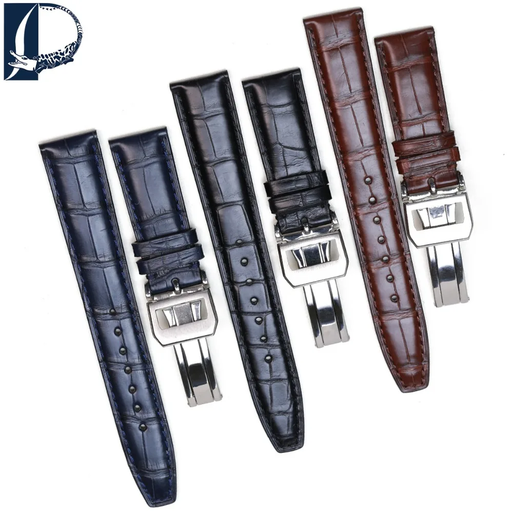 Pesno Suitable for IWC Portuguese Crocodile Leather Watch Accessories Men Black Brown Dark Brown Genuine Leather Watch Strap Pesno Suitable for IWC Portuguese Crocodile Leather Watch Accessories Men Black Brown Dark Brown Genuine Leather Watch Strap