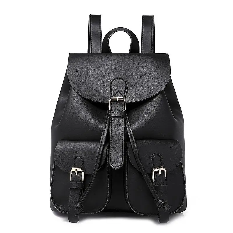 JHD Vintage Ladies Leather Backpack Drawstring Pleated Backpackin