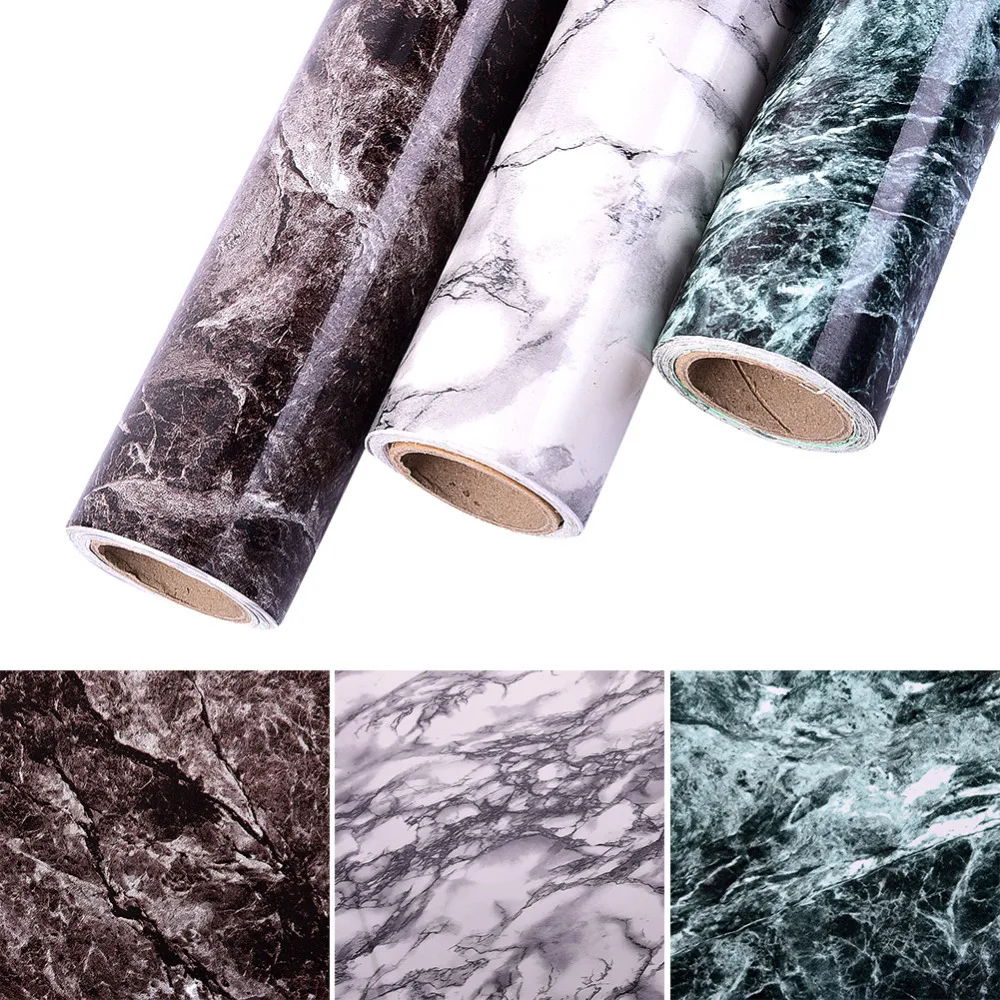 PVC Self-adhesive Imitation Marble Pattern Wall sticker Wardrobe furniture Vinyl Decorative Film Kitchen Cabinet Home Decor