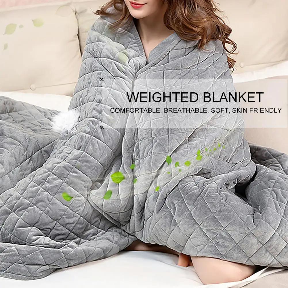 

Polyester Adult Weighted Blanket Quilt Sleep Helper for Anxiety Insomnia Stress Set Bedspread Plush Cover for Bed Sofa Warm