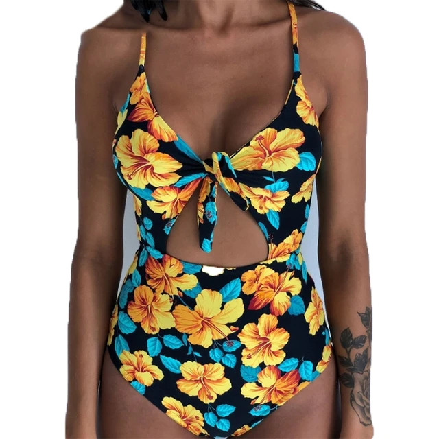 Plus Size Swimwear One Pieces Bathing Suit Vintage Printed Beach