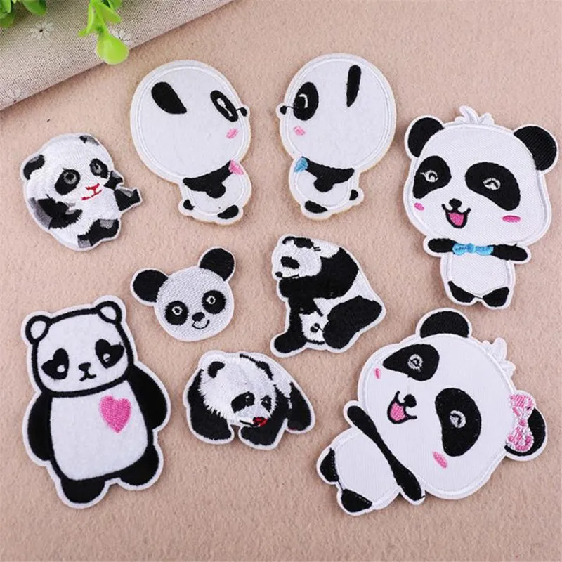 

Clothing diy embroidery iron on patch deal with it cute panda biker patches for clothes stickers fabric Christmas free shipping