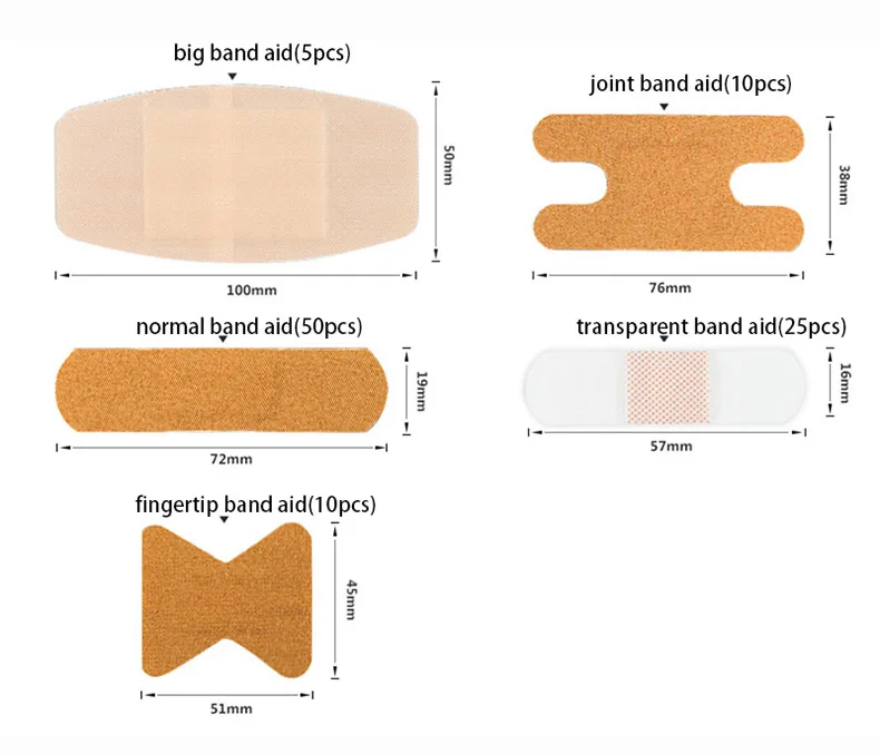 100 шт./кор. медицинские материалы помощь для суставов пальцев большая площадь дышащая Ассорти предметы первой помощи 5 размеров комплект с ремешками