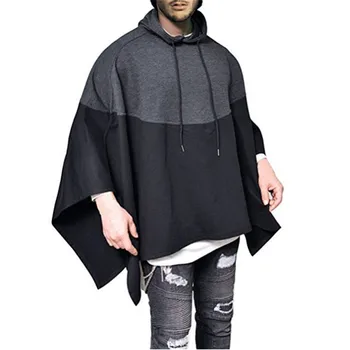 

Casual Party Hoodie Mens Hip Hop Stitching Splice Sweatshirts Pullover Irregular Hem Poncho Cape Cloak Male Hooded Streetwear