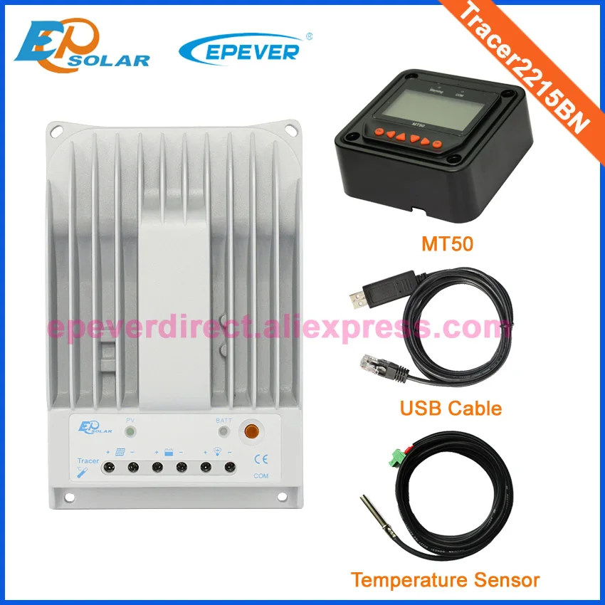 

20A mppt solar controller max pv input 150V EPEVER EPsolar USB cable and temp sensor MT50 Meter Tracer2215BN 24V/12V work
