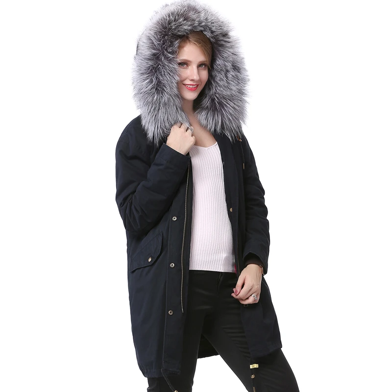 Valpeak Real Fur Hooded Parka Winter Fur Jacket Women Natural Genuine ...