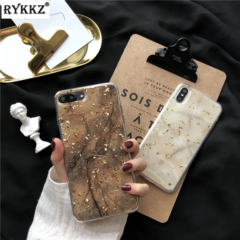 

Vintage Foil Marble Case for iPhone X XS Max XR Glossy Soft Silicon Capa Funda for iPhone 6 6S 7 8 Plus Glitter Cover Hoesjes