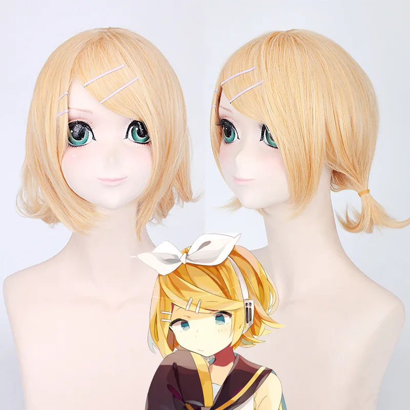 Парик для Хэллоуина VOCALOID Kagamine Rin Kagamine Len для косплея, полные костюмы для женщин, вечерние парики для женщин и девушек