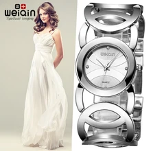 WEIQIN Mujeres de Plata Relojes Montre Femme reloj Resistente Al Agua de Acero Inoxidable de Lujo de Alta Calidad 2017 Vestido de la Muñeca de la Mujer Relojes saat